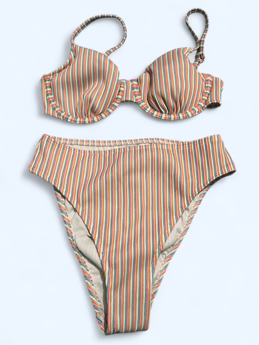 No Boundaries' Rainbow Stripe Two-Piece Swim Bikini